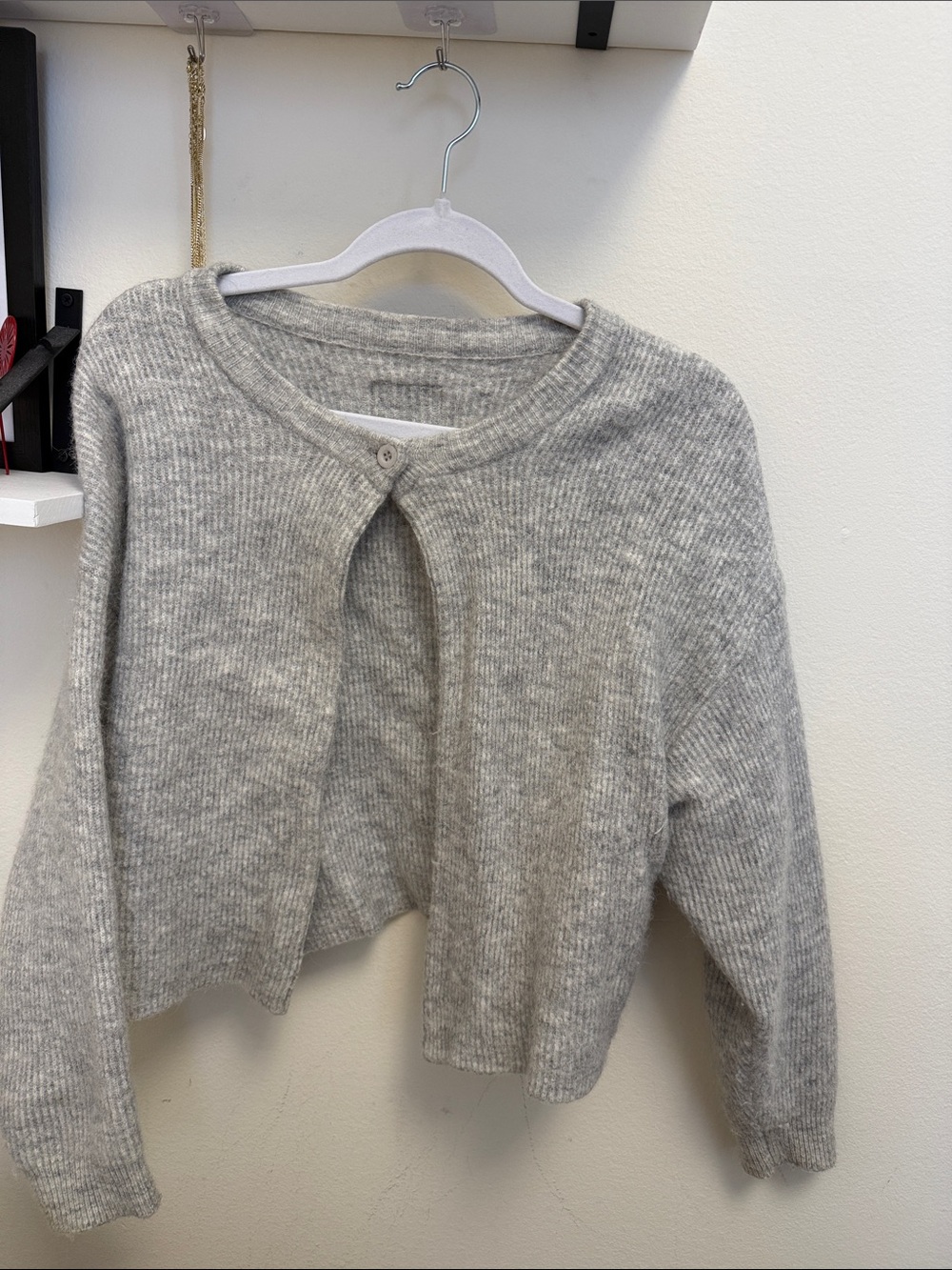 Daily Drills Light Gray Cropped Button-Front Cardigan